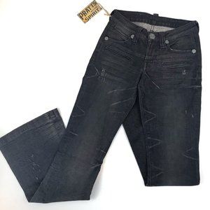 Pratts Distressed Super Flare Low Rise Moto Jeans 25